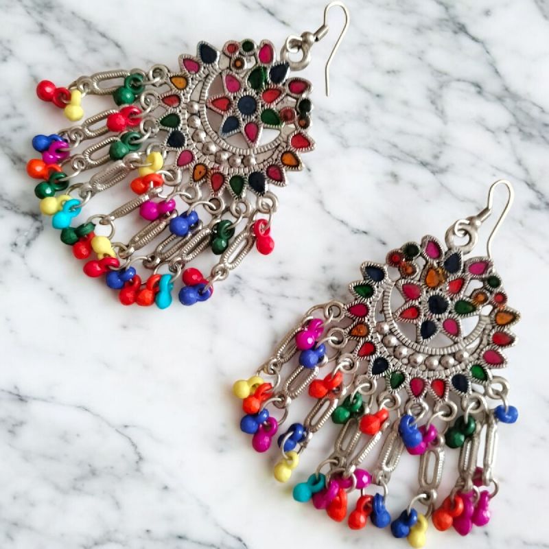 JJO18 Ladies Beautiful Multicolor Oxidized Drop Earrings