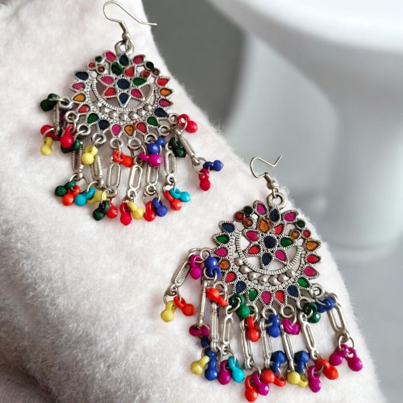 JJO18 Ladies Beautiful Multicolor Oxidized Drop Earrings