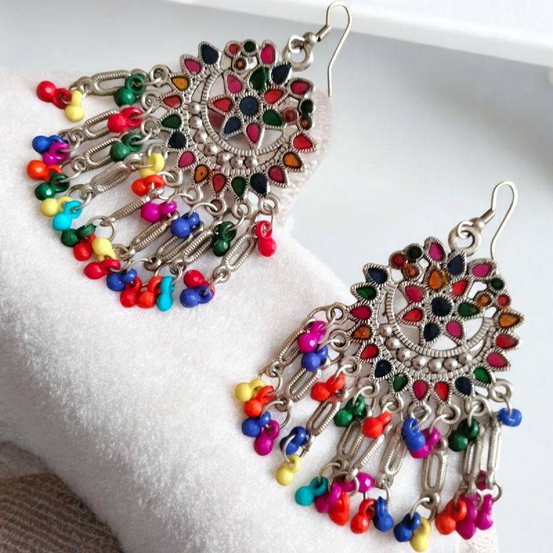 JJO18 Ladies Beautiful Multicolor Oxidized Drop Earrings