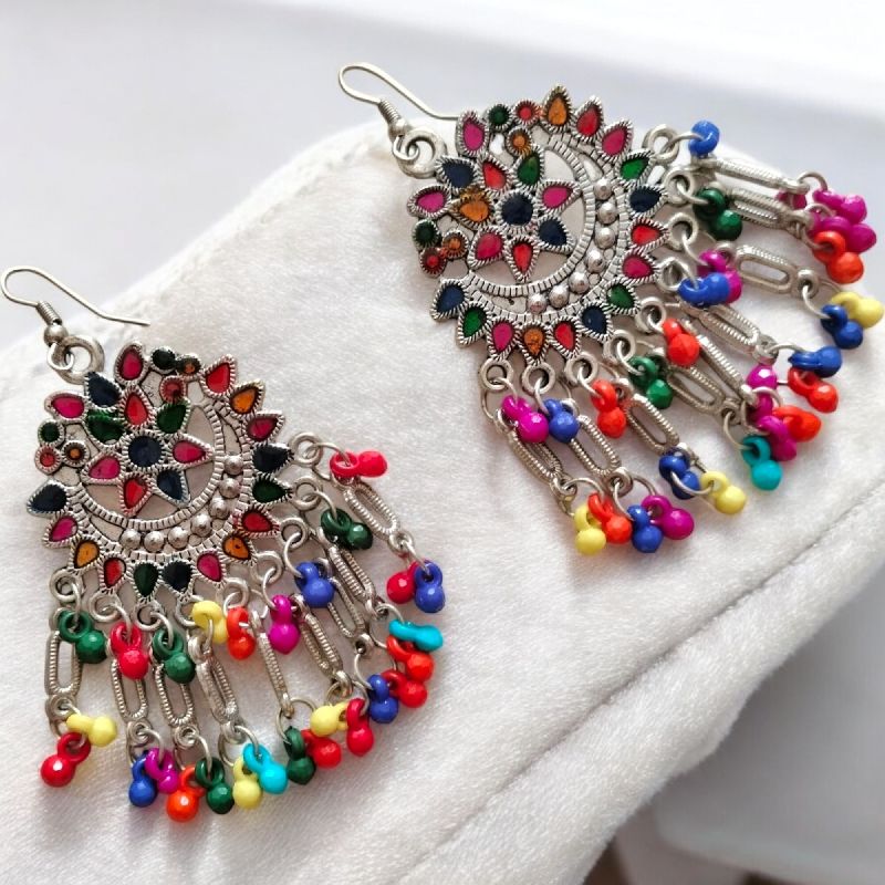 JJO18 Ladies Beautiful Multicolor Oxidized Drop Earrings