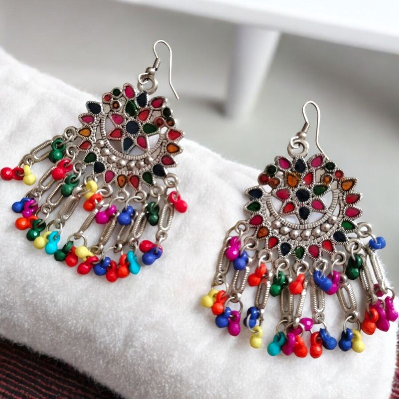 JJO18 Ladies Beautiful Multicolor Oxidized Drop Earrings