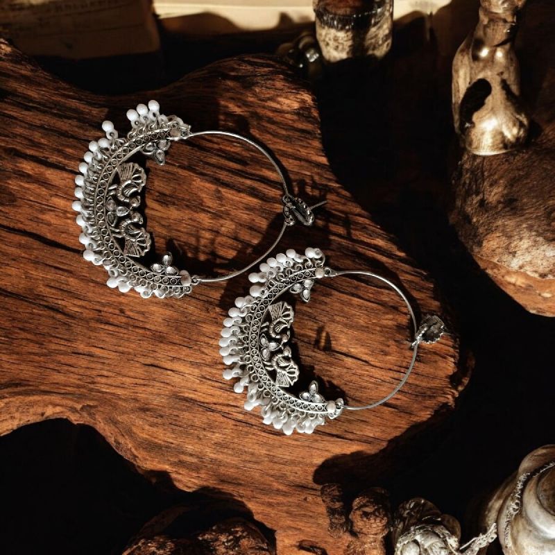 JJO17 Ladies Designer Oxidized Big Bali Earrings