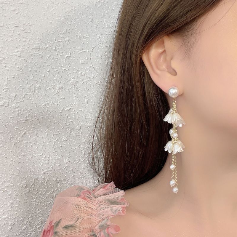 JJK51 Ladies Stylish Pearl Tassel Earrings