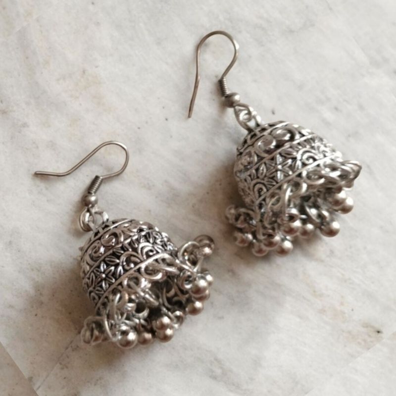 JJO10 Ladies Party Wear Oxidized Jhumki Earrings