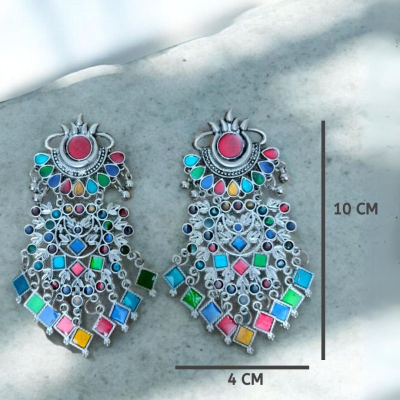 JJO35 Ladies Party Wear Oxidized Jhumki Earrings