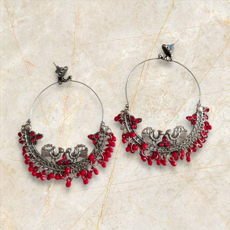 JJO17 Ladies Designer Oxidized Big Bali Earrings