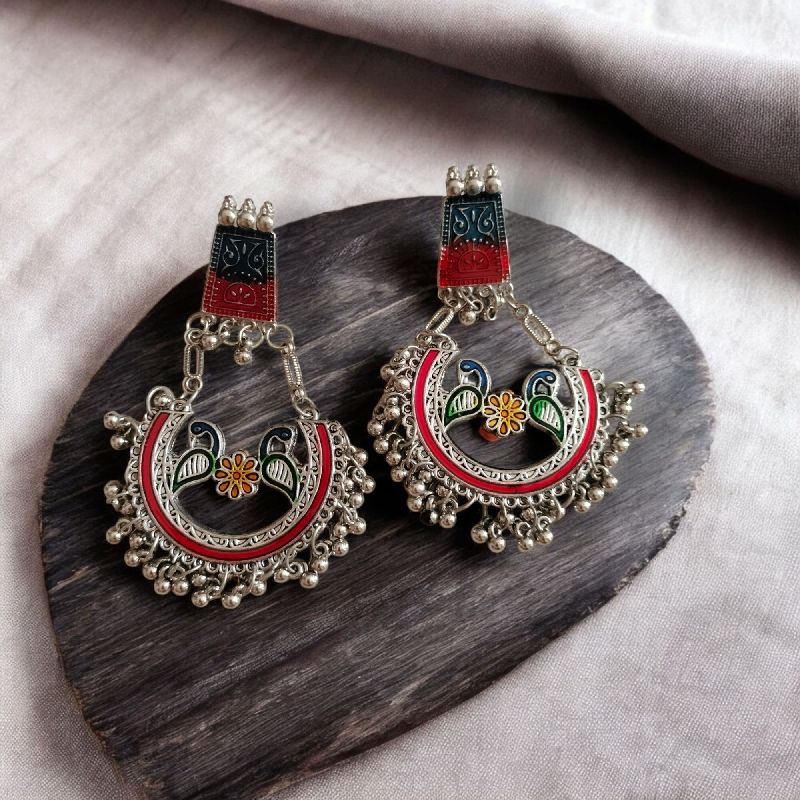 JJO20 Ladies Wedding Wear Oxidized Drop Earrings