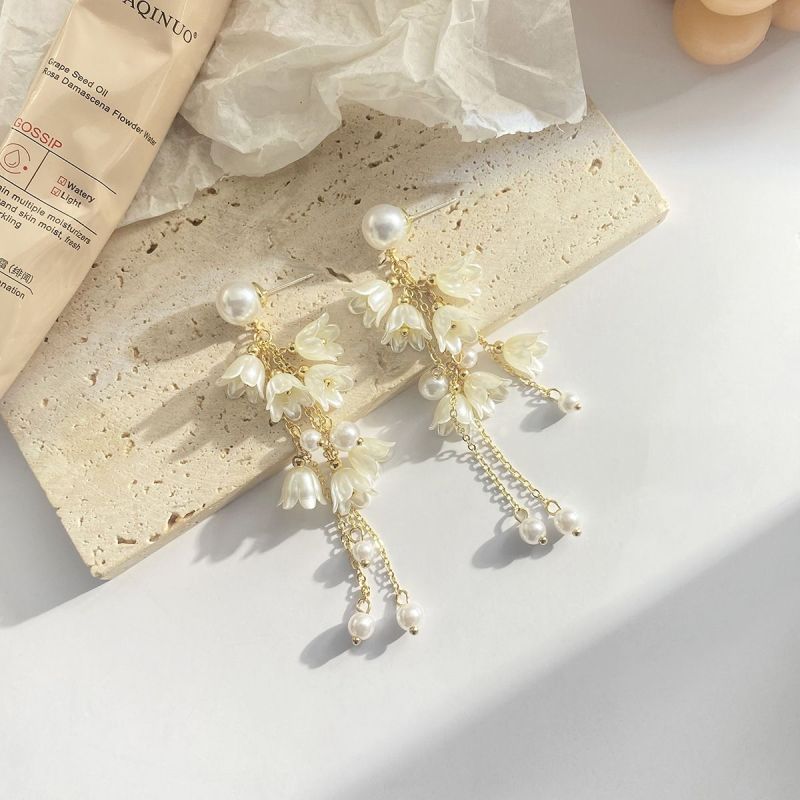 JJK51 Ladies Stylish Pearl Tassel Earrings