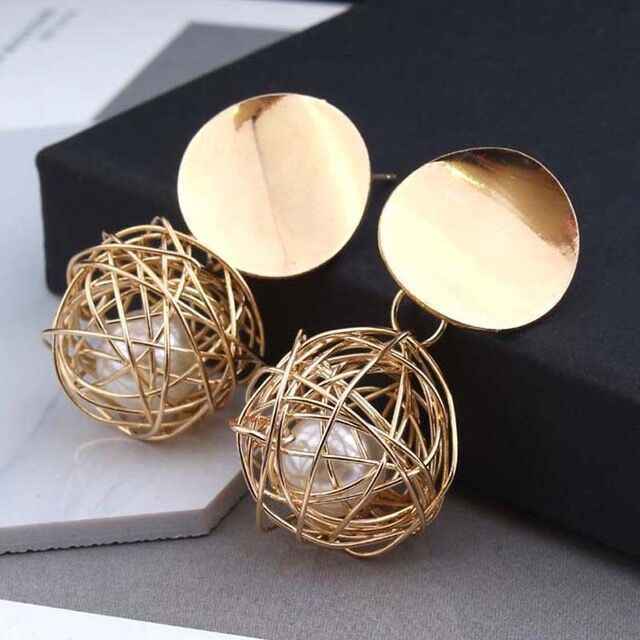 JJK8 Ladies Rose Gold Pearl Beaded Stud Earrings