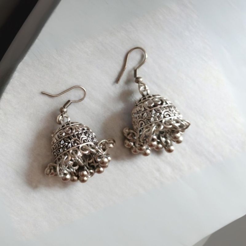 JJO10 Ladies Party Wear Oxidized Jhumki Earrings