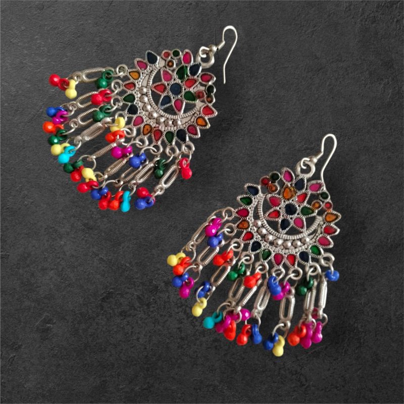 JJO18 Ladies Beautiful Multicolor Oxidized Drop Earrings