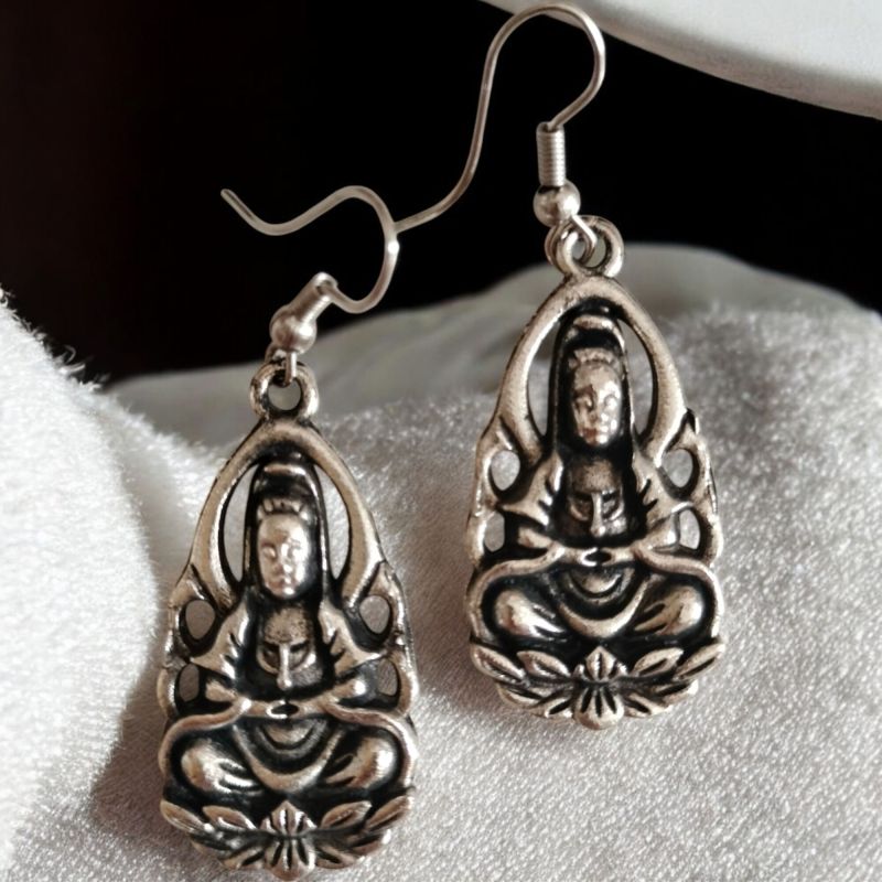 JJO7 Ladies Lord Buddha Oxidized Drop Earrings