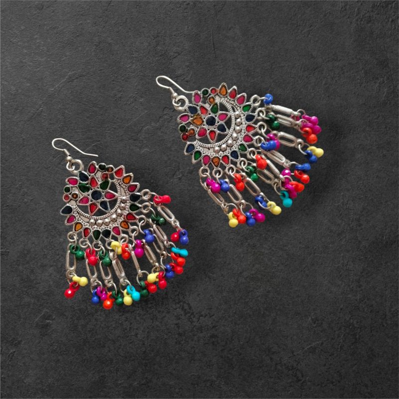 JJO18 Ladies Beautiful Multicolor Oxidized Drop Earrings