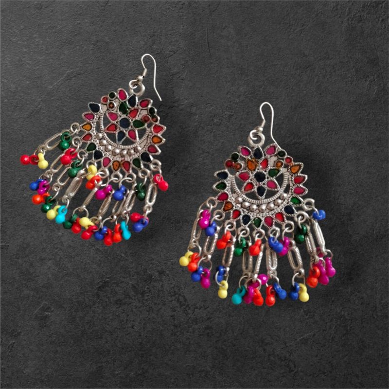 JJO18 Ladies Beautiful Multicolor Oxidized Drop Earrings