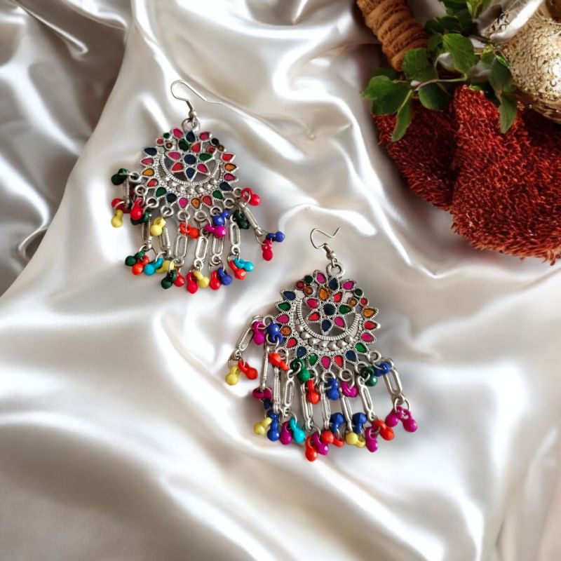 JJO18 Ladies Beautiful Multicolor Oxidized Drop Earrings