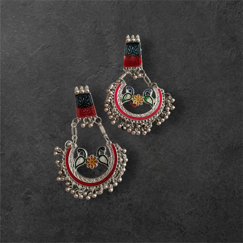 JJO20 Ladies Wedding Wear Oxidized Drop Earrings