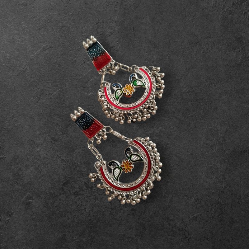 JJO20 Ladies Wedding Wear Oxidized Drop Earrings