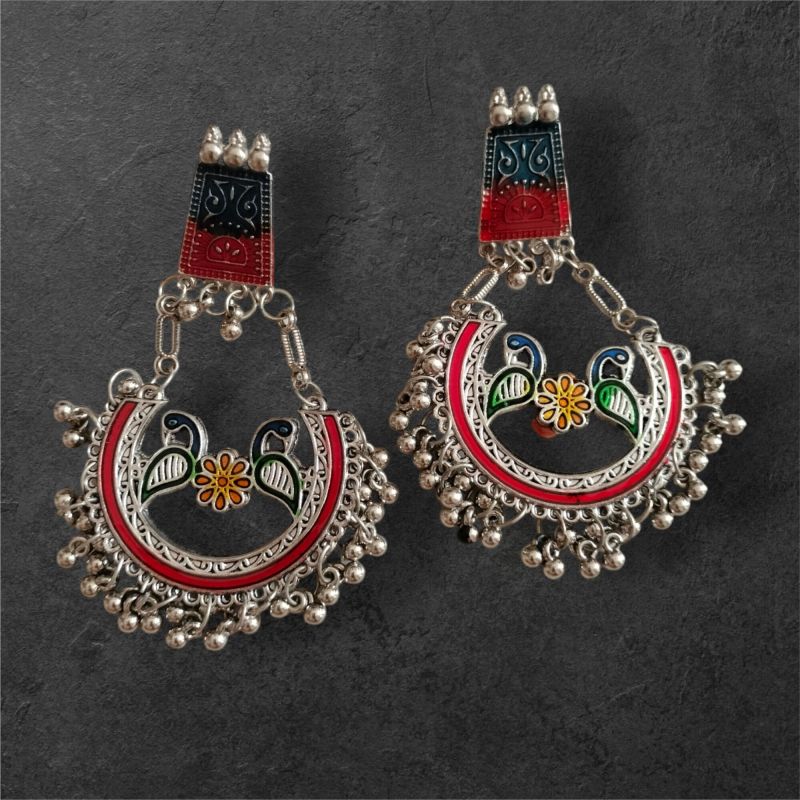 JJO20 Ladies Wedding Wear Oxidized Drop Earrings