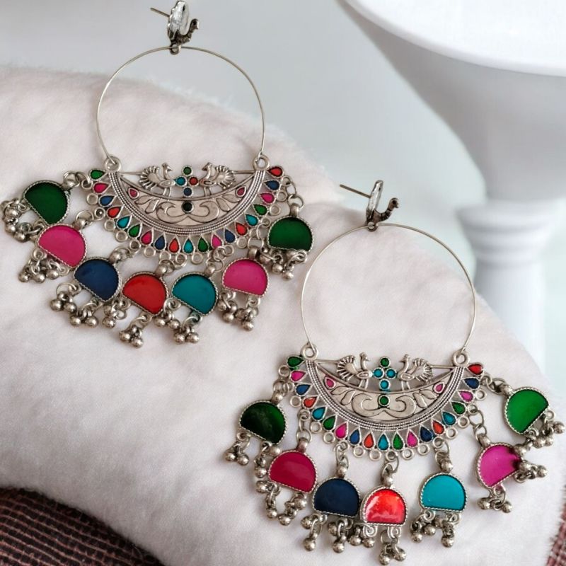 JJO21 Ladies Designer Oxidised Chandbali Earrings