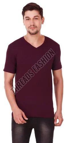 Cotton Casual Wear Mens V Neck T Shirt