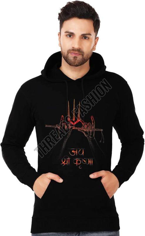 Mens Cotton Graphic Print Drawstring Hoodies