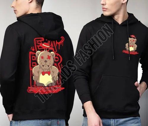 Mens Fleece Graphic Print Pullover Hoodie