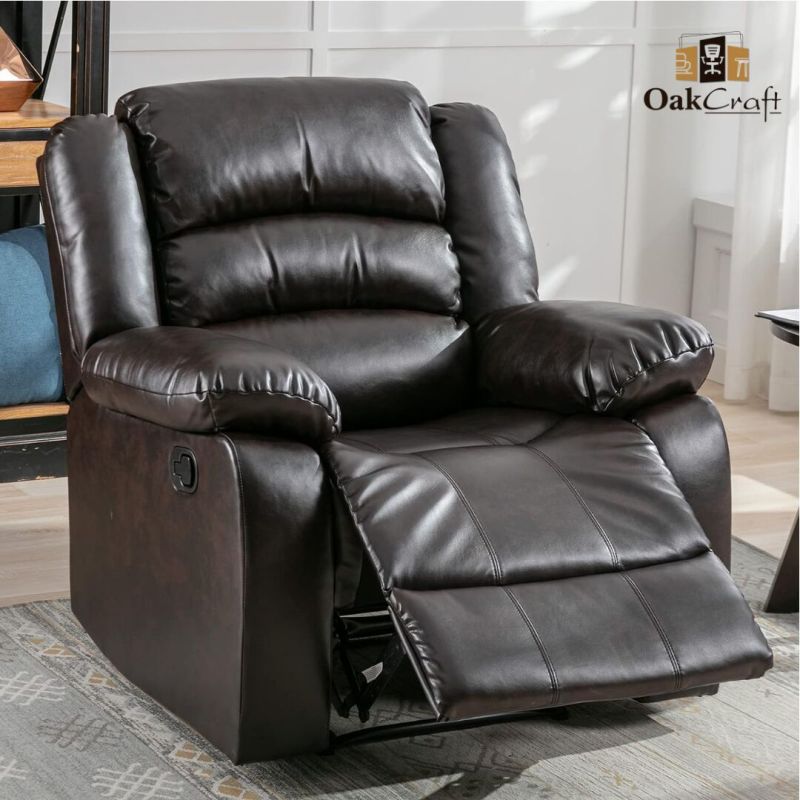 Oakcraft Manual Recliner Chair Sofa With Leatheratte