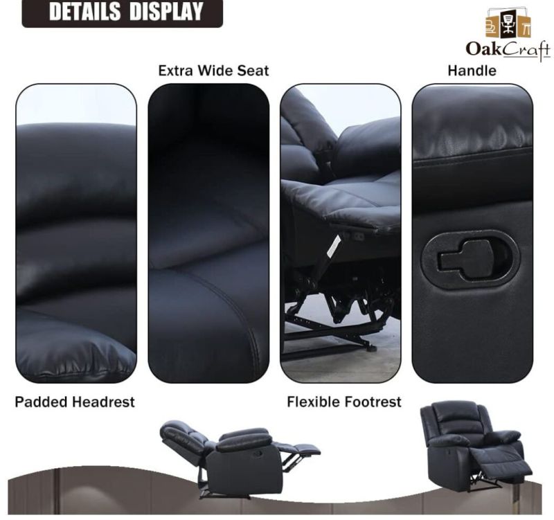 Oakcraft Manual Recliner Chair Sofa With Leatheratte