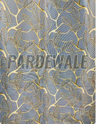 Pastel Grey Leaves Print Curtain