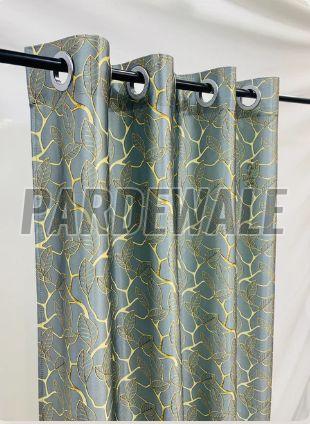 Pastel Grey Leaves Print Curtain