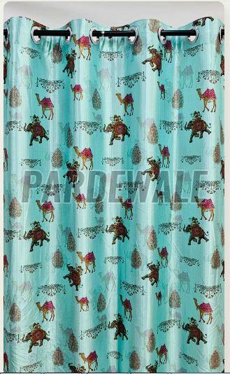 Pastel Ocean Green Traditional Print Curtain