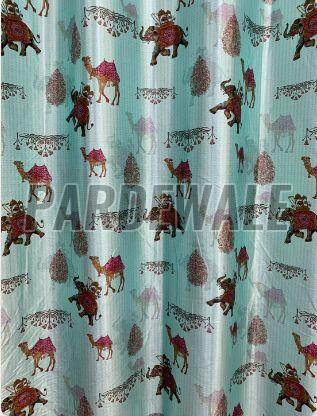 Pastel Ocean Green Traditional Print Curtain