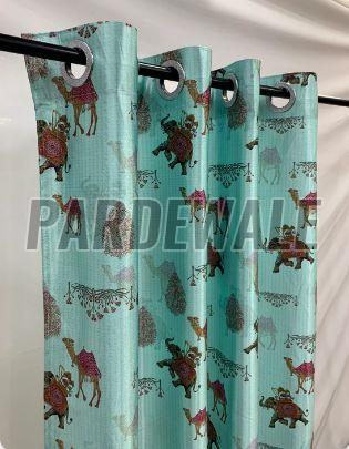 Pastel Ocean Green Traditional Print Curtain