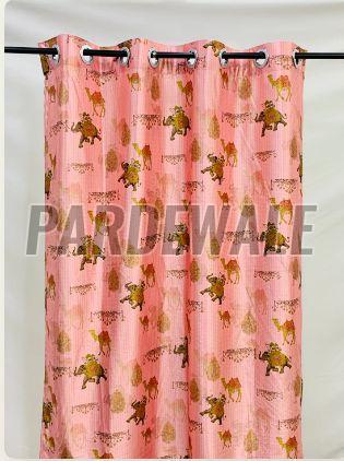 Pastel Pink Traditional Print Curtain