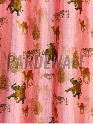 Pastel Pink Traditional Print Curtain