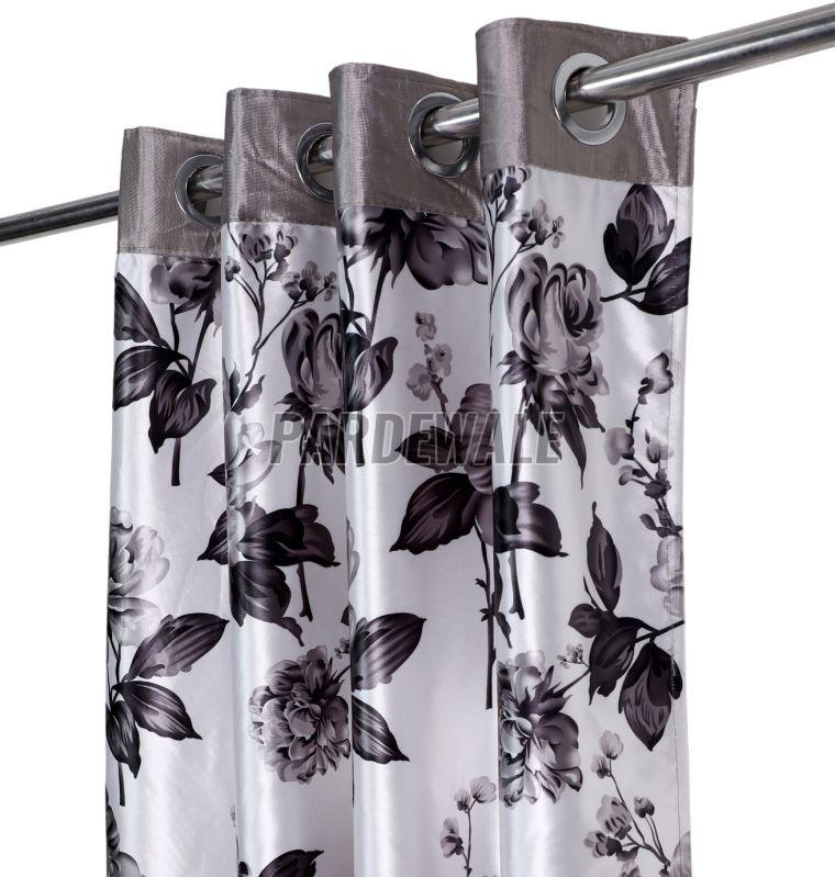 Swiss Magnolia Grey Printed Curtain