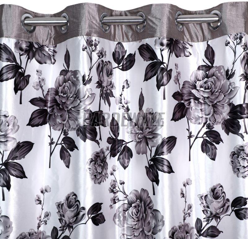 Swiss Magnolia Grey Printed Curtain