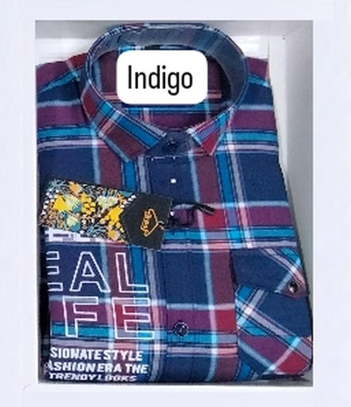 Kids Cotton Indigo Check Shirt