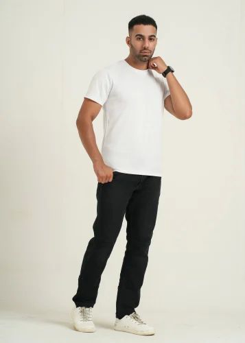 Mens Round Neck White Two Way Polyester T-Shirt