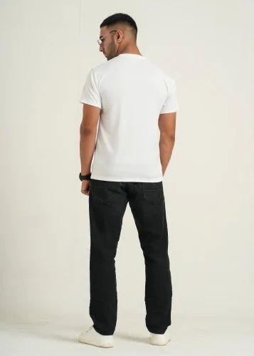 Mens Round Neck White Two Way Polyester T-Shirt