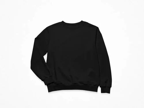 Mens Black Plain Fleece Sweatshirt