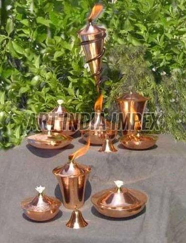 Brass Garden Oil Torch Set