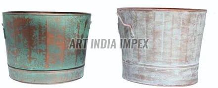 Galvanised Iron Planter Set