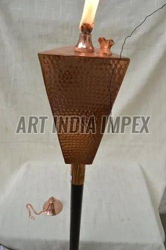 Hammered Copper Triangle Garden Oil Torch