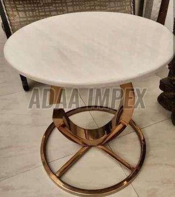 Golden Curved Ring Frame White Top Side Table