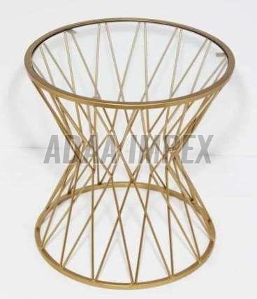 Golden Hourglass Crisscross Base Side Table