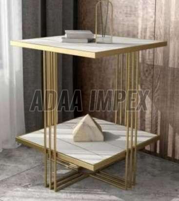 Golden Rod Frame Side Table with Shelf