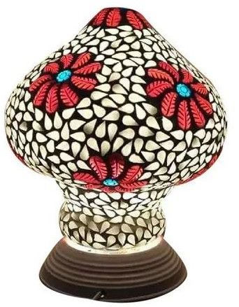 Floral Print Mosaic Glass Table Lamp