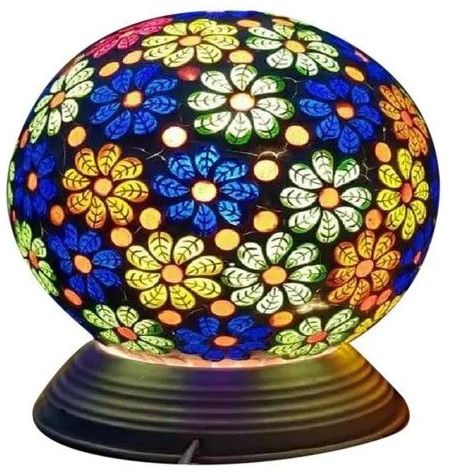 Floral Printed Antique Glass Table Lamp