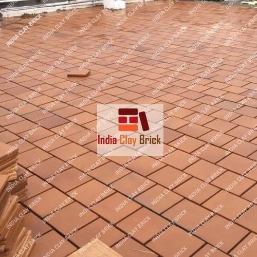 Unpolished 9x9 Terracotta Clay Tile, Color : Orange, Length : 10 mm